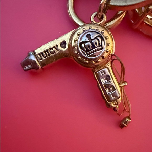 Juicy Couture Jewelry - Retired 2000 Juicy Couture Gold/Silver 1”Hair Dryer Charm with wrapped up cord
